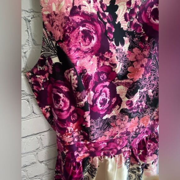 Lady Vintage Tea Dress Size 14 Mid length Pink Cream Floral NWT - Picture 3 of 15